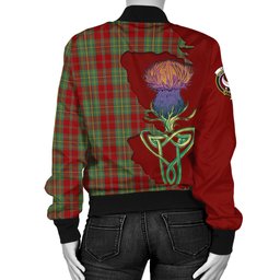 Scottish Leask Tartan Family Crest with Thistle and Scotland Map Tartan Plaid Bomber Jacket Scottish Plaid Tartan Plaid - ScotsTee - scotstee.com