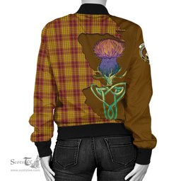 Scottish MacMillan Dress Tartan Family Crest with Thistle and Scotland Map Tartan Plaid Bomber Jacket Scottish Plaid Tartan Plaid - ScotsTee - scotstee.com