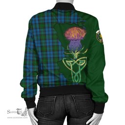 Scottish Kerr Hunting Tartan Family Crest with Thistle and Scotland Map Tartan Plaid Bomber Jacket Scottish Plaid Tartan Plaid - ScotsTee - scotstee.com
