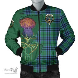 Scottish Keith Ancient Tartan Family Crest with Thistle and Scotland Map Tartan Plaid Bomber Jacket Scottish Plaid Tartan Plaid - ScotsTee - scotstee.com