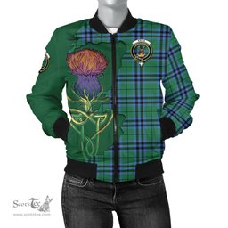 Scottish Keith Ancient Tartan Family Crest with Thistle and Scotland Map Tartan Plaid Bomber Jacket Scottish Plaid Tartan Plaid - ScotsTee - scotstee.com
