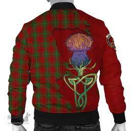 Scottish MacAulay Tartan Family Crest with Thistle and Scotland Map Tartan Plaid Bomber Jacket Scottish Plaid Tartan Plaid - ScotsTee - scotstee.com
