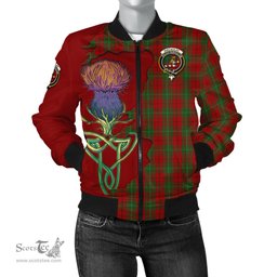 Scottish MacAulay Tartan Family Crest with Thistle and Scotland Map Tartan Plaid Bomber Jacket Scottish Plaid Tartan Plaid - ScotsTee - scotstee.com