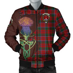Scottish MacNaughton Tartan Family Crest with Thistle and Scotland Map Tartan Plaid Bomber Jacket Scottish Plaid Tartan Plaid - ScotsTee - scotstee.com