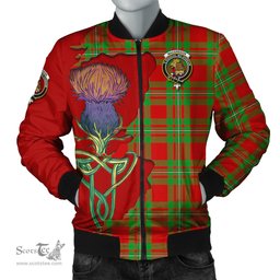 Scottish MacGregor Modern Tartan Family Crest with Thistle and Scotland Map Tartan Plaid Bomber Jacket Scottish Plaid Tartan Plaid - ScotsTee - scotstee.com