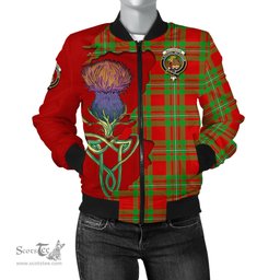 Scottish MacGregor Modern Tartan Family Crest with Thistle and Scotland Map Tartan Plaid Bomber Jacket Scottish Plaid Tartan Plaid - ScotsTee - scotstee.com