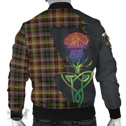 Scottish MacKay of Strathnaver Tartan Family Crest with Thistle and Scotland Map Tartan Plaid Bomber Jacket Scottish Plaid Tartan Plaid - ScotsTee - scotstee.com