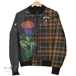 Scottish MacKay of Strathnaver Tartan Family Crest with Thistle and Scotland Map Tartan Plaid Bomber Jacket Scottish Plaid Tartan Plaid - ScotsTee - scotstee.com