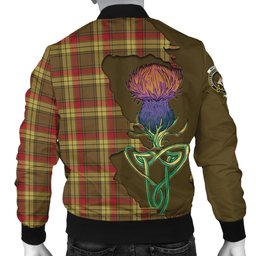 Scottish MacMillan Old Weathered Tartan Family Crest with Thistle and Scotland Map Tartan Plaid Bomber Jacket Scottish Plaid Tartan Plaid - ScotsTee - scotstee.com