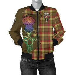 Scottish MacMillan Old Weathered Tartan Family Crest with Thistle and Scotland Map Tartan Plaid Bomber Jacket Scottish Plaid Tartan Plaid - ScotsTee - scotstee.com