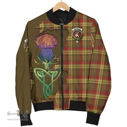 Scottish MacMillan Old Weathered Tartan Family Crest with Thistle and Scotland Map Tartan Plaid Bomber Jacket Scottish Plaid Tartan Plaid - ScotsTee - scotstee.com