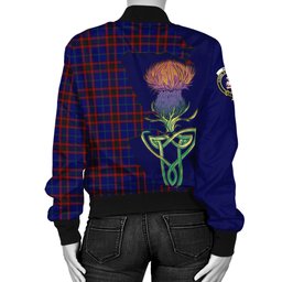 Scottish Home Modern Tartan Family Crest with Thistle and Scotland Map Tartan Plaid Bomber Jacket Scottish Plaid Tartan Plaid - ScotsTee - scotstee.com