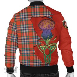 Scottish MacFarlane Ancient Tartan Family Crest with Thistle and Scotland Map Tartan Plaid Bomber Jacket Scottish Plaid Tartan Plaid - ScotsTee - scotstee.com