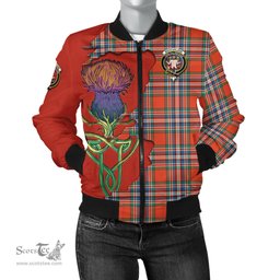Scottish MacFarlane Ancient Tartan Family Crest with Thistle and Scotland Map Tartan Plaid Bomber Jacket Scottish Plaid Tartan Plaid - ScotsTee - scotstee.com