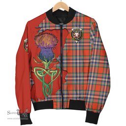 Scottish MacFarlane Ancient Tartan Family Crest with Thistle and Scotland Map Tartan Plaid Bomber Jacket Scottish Plaid Tartan Plaid - ScotsTee - scotstee.com