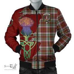 Scottish MacAlister Dress Tartan Family Crest with Thistle and Scotland Map Tartan Plaid Bomber Jacket Scottish Plaid Tartan Plaid - ScotsTee - scotstee.com