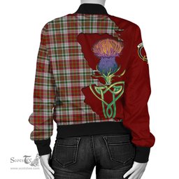 Scottish MacAlister Dress Tartan Family Crest with Thistle and Scotland Map Tartan Plaid Bomber Jacket Scottish Plaid Tartan Plaid - ScotsTee - scotstee.com