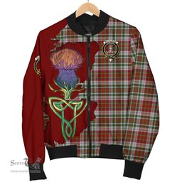 Scottish MacAlister Dress Tartan Family Crest with Thistle and Scotland Map Tartan Plaid Bomber Jacket Scottish Plaid Tartan Plaid - ScotsTee - scotstee.com