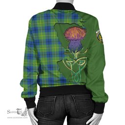 Scottish Johnstone Ancient Tartan Family Crest with Thistle and Scotland Map Tartan Plaid Bomber Jacket Scottish Plaid Tartan Plaid - ScotsTee - scotstee.com