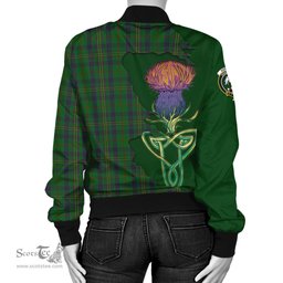 Scottish Kennedy Tartan Family Crest with Thistle and Scotland Map Tartan Plaid Bomber Jacket Scottish Plaid Tartan Plaid - ScotsTee - scotstee.com