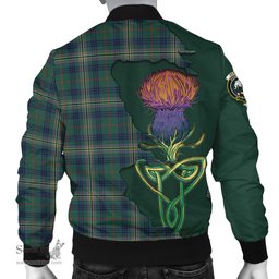 Scottish Kennedy Modern Tartan Family Crest with Thistle and Scotland Map Tartan Plaid Bomber Jacket Scottish Plaid Tartan Plaid - ScotsTee - scotstee.com