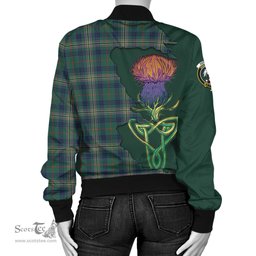 Scottish Kennedy Modern Tartan Family Crest with Thistle and Scotland Map Tartan Plaid Bomber Jacket Scottish Plaid Tartan Plaid - ScotsTee - scotstee.com