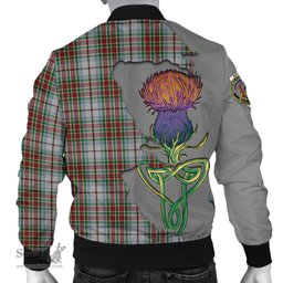 Scottish MacBain Dress Tartan Family Crest with Thistle and Scotland Map Tartan Plaid Bomber Jacket Scottish Plaid Tartan Plaid - ScotsTee - scotstee.com