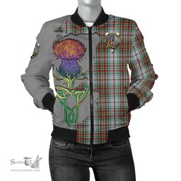 Scottish MacBain Dress Tartan Family Crest with Thistle and Scotland Map Tartan Plaid Bomber Jacket Scottish Plaid Tartan Plaid - ScotsTee - scotstee.com