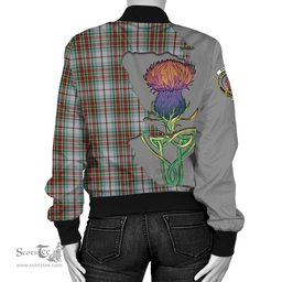 Scottish MacBain Dress Tartan Family Crest with Thistle and Scotland Map Tartan Plaid Bomber Jacket Scottish Plaid Tartan Plaid - ScotsTee - scotstee.com