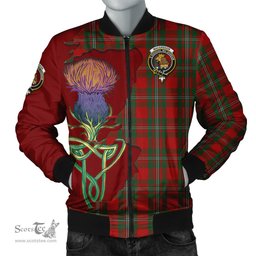 Scottish MacGregor Tartan Family Crest with Thistle and Scotland Map Tartan Plaid Bomber Jacket Scottish Plaid Tartan Plaid - ScotsTee - scotstee.com
