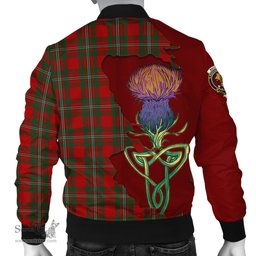 Scottish MacGregor Tartan Family Crest with Thistle and Scotland Map Tartan Plaid Bomber Jacket Scottish Plaid Tartan Plaid - ScotsTee - scotstee.com