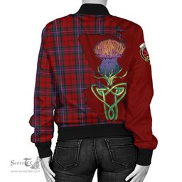 Scottish Kelly of Sleat Red Tartan Family Crest with Thistle and Scotland Map Tartan Plaid Bomber Jacket Scottish Plaid Tartan Plaid - ScotsTee - scotstee.com