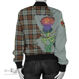 Scottish MacLeod of Harris Weathered Tartan Family Crest with Thistle and Scotland Map Tartan Plaid Bomber Jacket Scottish Plaid Tartan Plaid - ScotsTee - scotstee.com