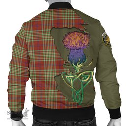 Scottish MacGillivray Hunting Ancient Tartan Family Crest with Thistle and Scotland Map Tartan Plaid Bomber Jacket Scottish Plaid Tartan Plaid - ScotsTee - scotstee.com