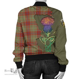 Scottish MacGillivray Hunting Ancient Tartan Family Crest with Thistle and Scotland Map Tartan Plaid Bomber Jacket Scottish Plaid Tartan Plaid - ScotsTee - scotstee.com