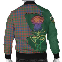 Scottish MacIntyre Ancient Tartan Family Crest with Thistle and Scotland Map Tartan Plaid Bomber Jacket Scottish Plaid Tartan Plaid - ScotsTee - scotstee.com