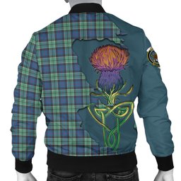 Scottish Leslie Hunting Ancient Tartan Family Crest with Thistle and Scotland Map Tartan Plaid Bomber Jacket Scottish Plaid Tartan Plaid - ScotsTee - scotstee.com