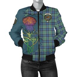 Scottish Leslie Hunting Ancient Tartan Family Crest with Thistle and Scotland Map Tartan Plaid Bomber Jacket Scottish Plaid Tartan Plaid - ScotsTee - scotstee.com