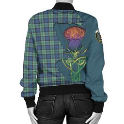 Scottish Leslie Hunting Ancient Tartan Family Crest with Thistle and Scotland Map Tartan Plaid Bomber Jacket Scottish Plaid Tartan Plaid - ScotsTee - scotstee.com
