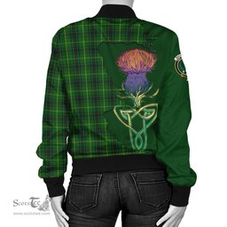 Scottish MacArthur Tartan Family Crest with Thistle and Scotland Map Tartan Plaid Bomber Jacket Scottish Plaid Tartan Plaid - ScotsTee - scotstee.com