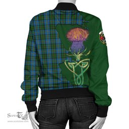 Scottish MacLeod Green Tartan Family Crest with Thistle and Scotland Map Tartan Plaid Bomber Jacket Scottish Plaid Tartan Plaid - ScotsTee - scotstee.com