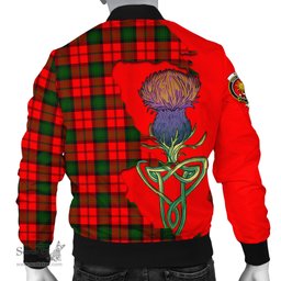 Scottish Kerr Modern Tartan Family Crest with Thistle and Scotland Map Tartan Plaid Bomber Jacket Scottish Plaid Tartan Plaid - ScotsTee - scotstee.com