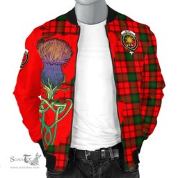 Scottish Kerr Modern Tartan Family Crest with Thistle and Scotland Map Tartan Plaid Bomber Jacket Scottish Plaid Tartan Plaid - ScotsTee - scotstee.com