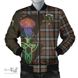 Scottish MacLaren Weathered Tartan Family Crest with Thistle and Scotland Map Tartan Plaid Bomber Jacket Scottish Plaid Tartan Plaid - ScotsTee - scotstee.com