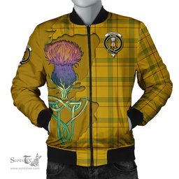 Scottish Houston Tartan Family Crest with Thistle and Scotland Map Tartan Plaid Bomber Jacket Scottish Plaid Tartan Plaid - ScotsTee - scotstee.com