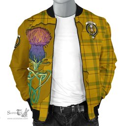 Scottish Houston Tartan Family Crest with Thistle and Scotland Map Tartan Plaid Bomber Jacket Scottish Plaid Tartan Plaid - ScotsTee - scotstee.com