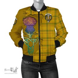 Scottish Houston Tartan Family Crest with Thistle and Scotland Map Tartan Plaid Bomber Jacket Scottish Plaid Tartan Plaid - ScotsTee - scotstee.com