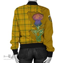 Scottish Houston Tartan Family Crest with Thistle and Scotland Map Tartan Plaid Bomber Jacket Scottish Plaid Tartan Plaid - ScotsTee - scotstee.com