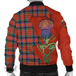 Scottish MacDuff Ancient Tartan Family Crest with Thistle and Scotland Map Tartan Plaid Bomber Jacket Scottish Plaid Tartan Plaid - ScotsTee - scotstee.com