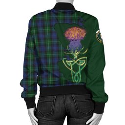 Scottish Lamont #2 Tartan Family Crest with Thistle and Scotland Map Tartan Plaid Bomber Jacket Scottish Plaid Tartan Plaid - ScotsTee - scotstee.com